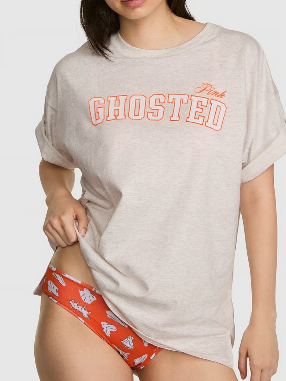 NWT VS GHOSTED PINK Cotton Side-Slit Tee & Panty Set Ghost